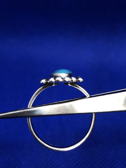 Native American Signed 925 Sterling Silver Oval Turquoise Ring