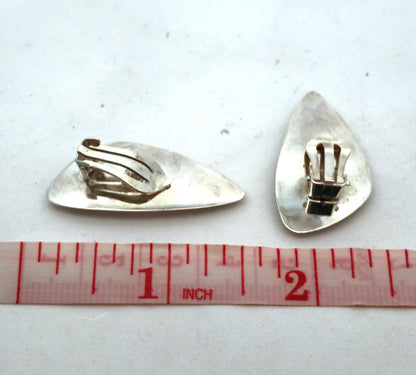 Vintage E Dragsted 925 Sterling Silver Abalone Triangle Clip-on Stud Earrings