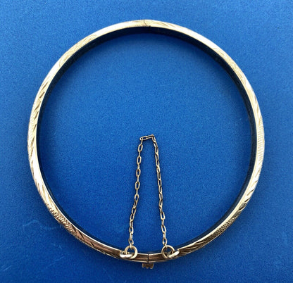 Vintage Sterling Silver 925 Floral Scroll Engraved Bangle Bracelet