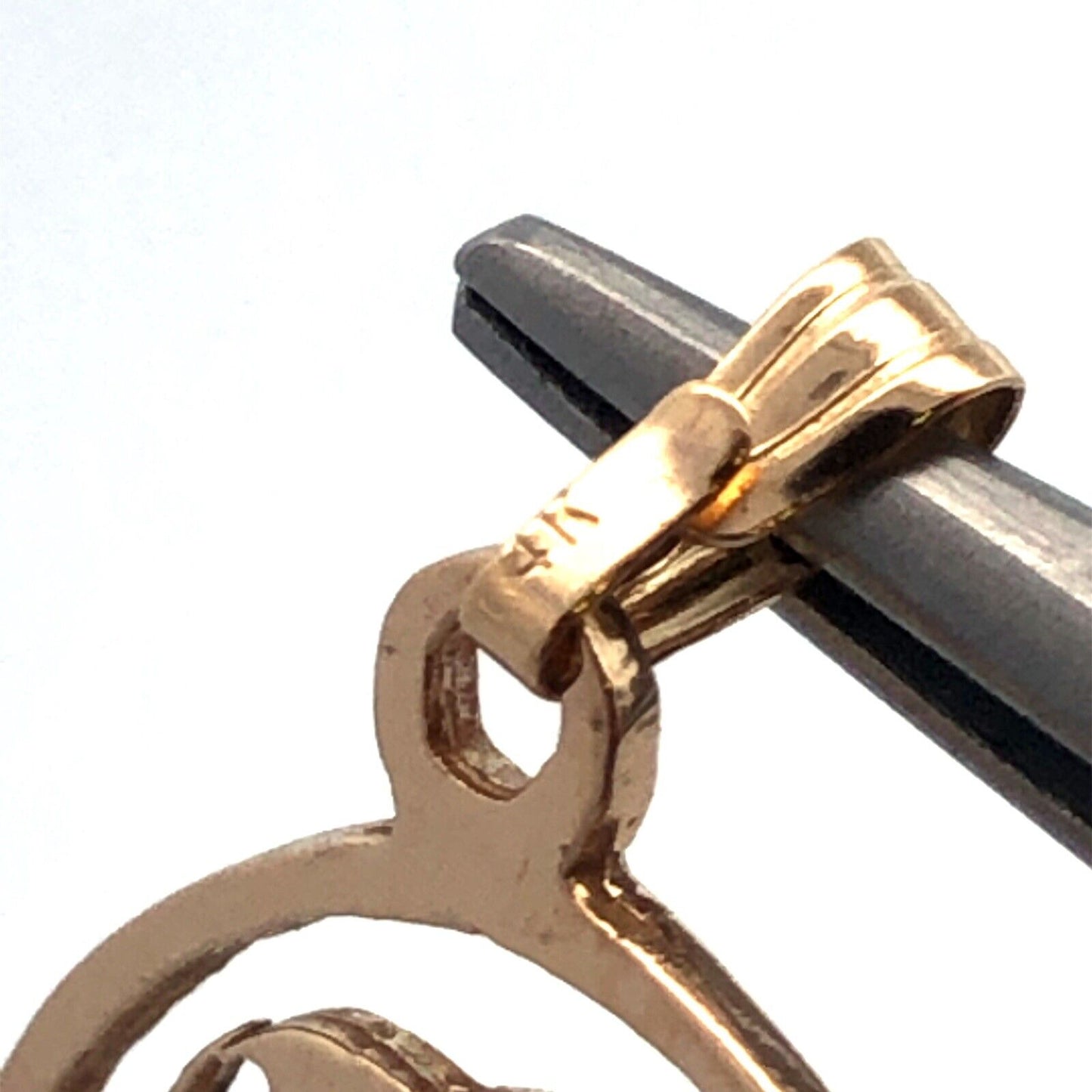 Estate 14K Yellow Gold Jesus Christ Face Cutout Outline Pendant