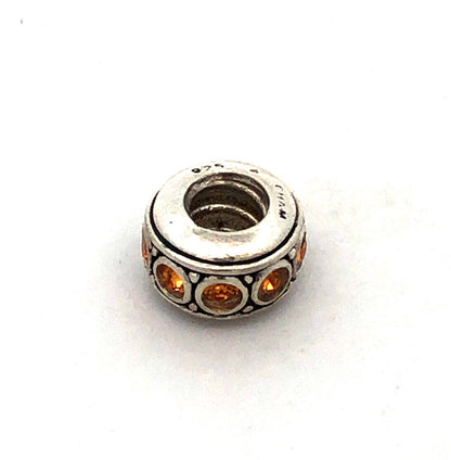 Designer Chamilia 925 Sterling Silver Round Orange Cubic Zirconia Spacer Charm