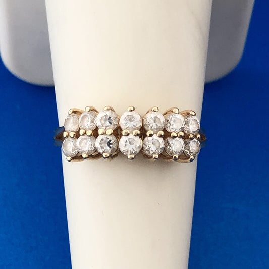 Gorgeous 14k Yellow Gold Round Cut Sparkling CZ Cascade Waterfall Ring Size 6.75