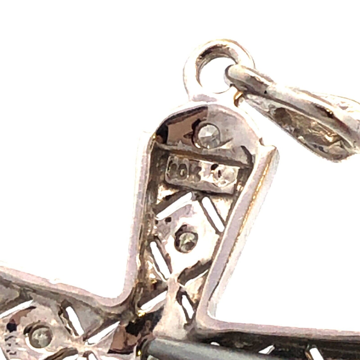 Designer 10K White Gold Diamond Accented Open Work Statement Cross Pendant