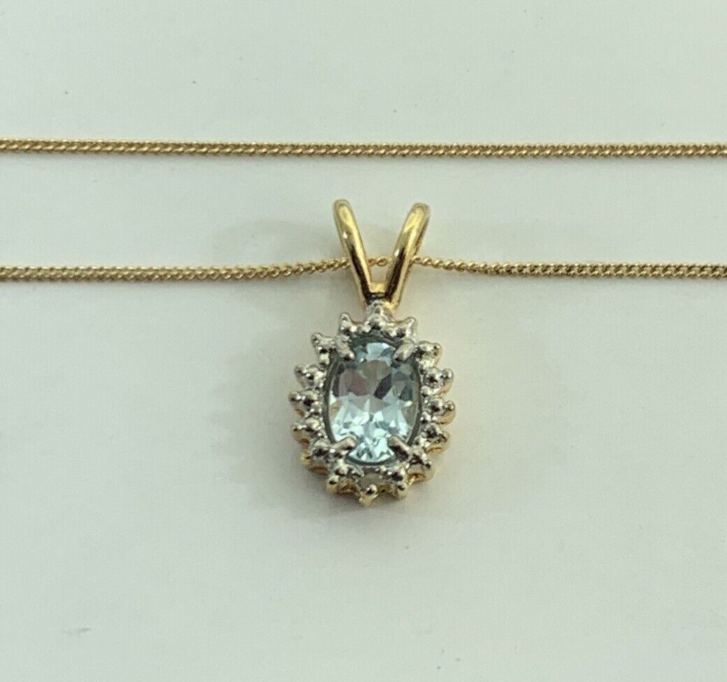 Designer 925 Sterling Silver Vermeil Two Tone Oval Blue Topaz Diamond Necklace