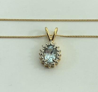 Designer 925 Sterling Silver Vermeil Two Tone Oval Blue Topaz Diamond Necklace