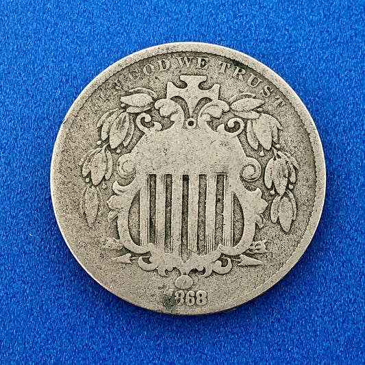 1868 P Shield Nickel Variety 2 Scarce Rare Better Key Philadelphia Mint Coin