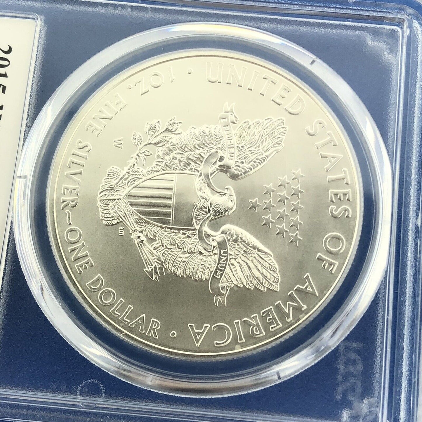 2015 W Burnished 1 Oz American Silver Eagle John Mercanti Label PCGS SP70