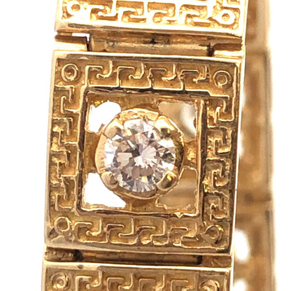 Designer 14K Yellow Gold Round Diamond Square Openwork Panel Tennis Bracelet