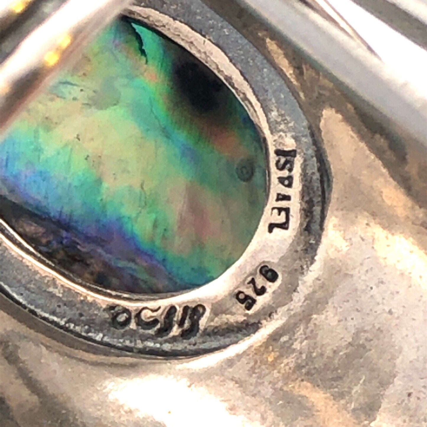 Designer 925 Sterling Silver Oval Abalone Cabochon Statement Finger Ring