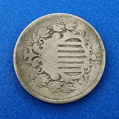 1866 P Shield Nickel Variety 1 With Rays Better Key Rare Philadelphia Type Coin