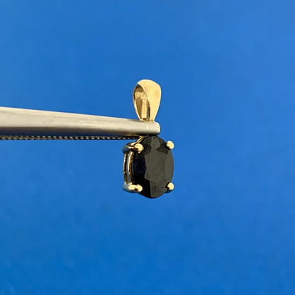 10K Yellow Gold Oval Blue Sapphire Charm Pendant