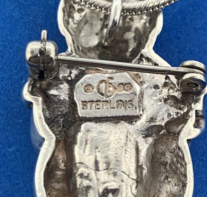 Vintage Native American 925 Sterling Silver Woman Children Storyteller Necklace