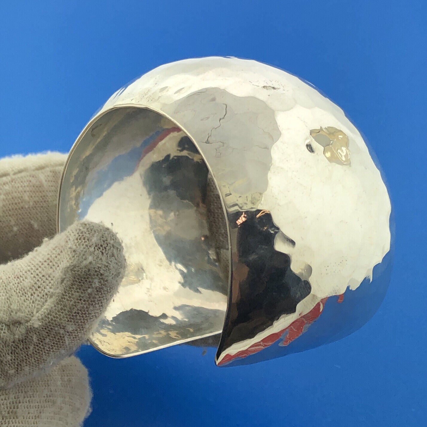 Native American Artisan Signed Sterling Silver Hammered Statement Cuff Bracelet