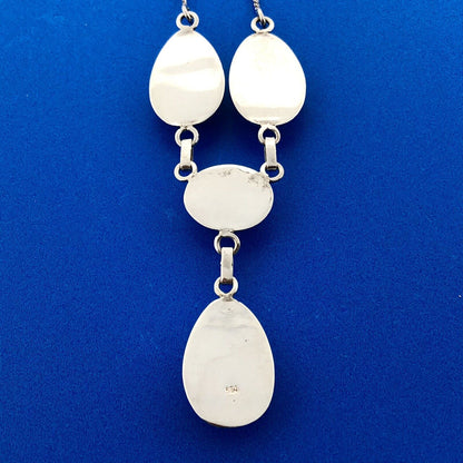 Stunning Sterling Silver 925 Cabochon Larimar Triangular S Link 15" Necklace