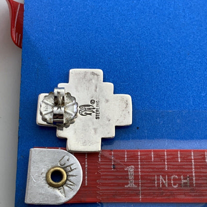 Raymond Corib 925 Sterling Silver Kewa Storyteller Concho Stud Earrings