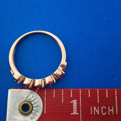 Estate Designer JFM 14K Rose Gold Ruby July Anniversary Occasion Band Ring