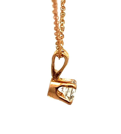 Designer 14K Yellow Gold Round Diamond Solitaire Pendant Chain Necklace
