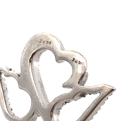 925 Sterling Silver Designer JWBR Diamond Angel Heart Infinity Pendant Necklace