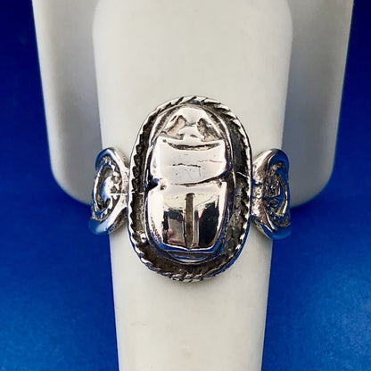 Estate Art Deco Art Nouveau European Marked Sterling Silver Scarab Ring