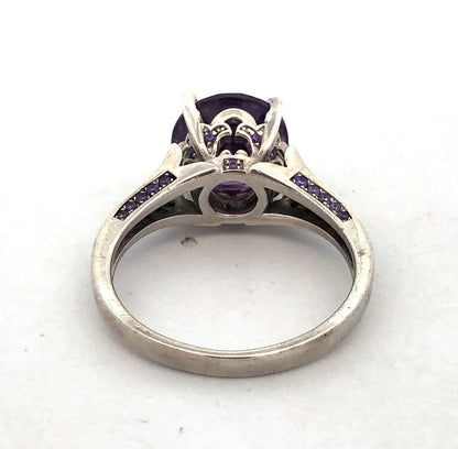 Designer Jeulia 925 Sterling Silver Round Amethyst Solitaire Engagement Ring