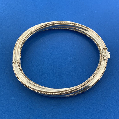 Stunning Sterling Silver 925 Twisted Metal 7" Hinged Cuff Bracelet