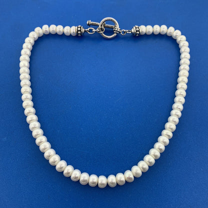 Designer 925 Sterling Silver Pearl June Bridal Anniversary Toggle Necklace