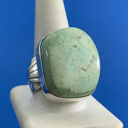 Rita Dawes Navajo 925 Sterling Silver Royston Green Turquoise Statement Ring