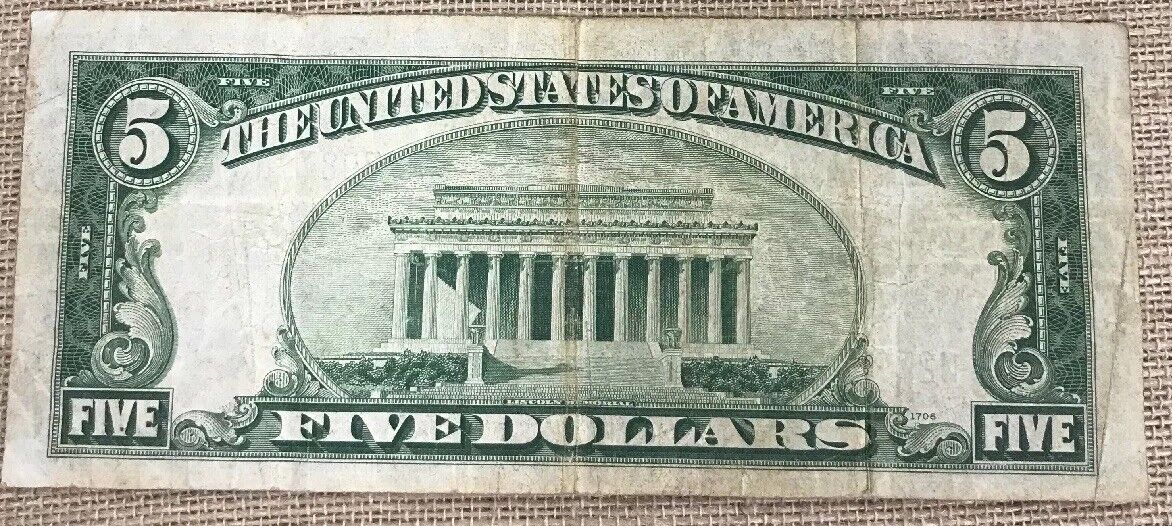 1934 C $5 United States Silver Certificate Julian/Snyder Fr. 1653
