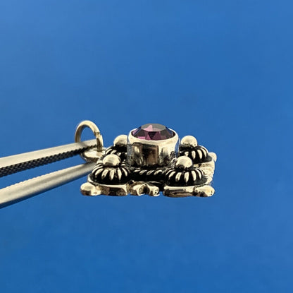 Designer Israel 900 Fine Silver Amethyst Jerusalem Maltese Cross Pendant