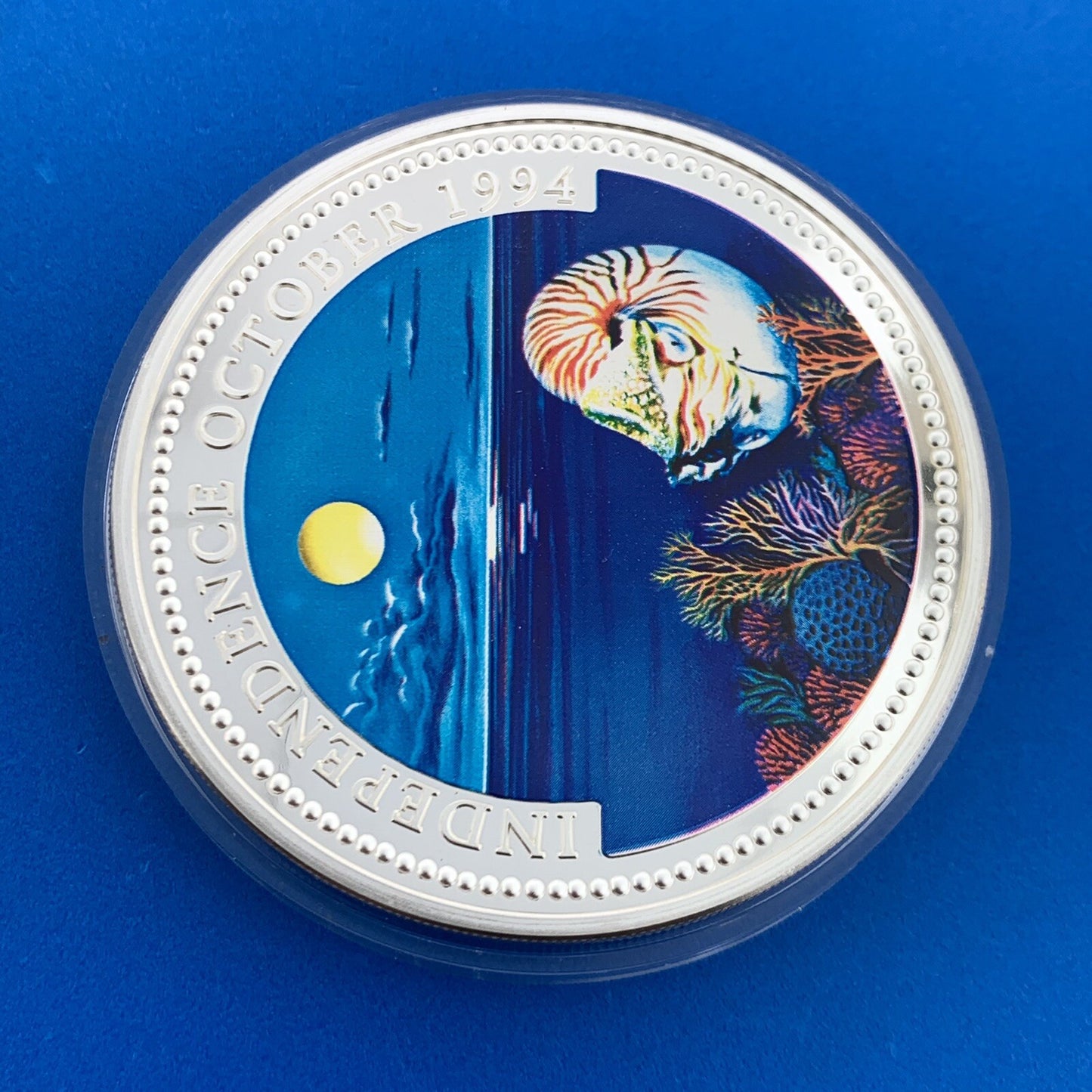1994 Republic Palau $20 5 Oz Silver Independence Colorized Proof Coin Low Mntg