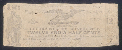 1861 12.5c Corporation of Winchester, Virginia Obsolete Currency Bank Note