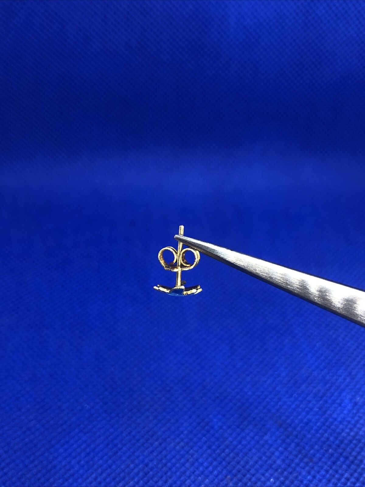 Estate Vermeil 925 Sterling Silver Blue Enamel Leaf Nature Stud Earrings