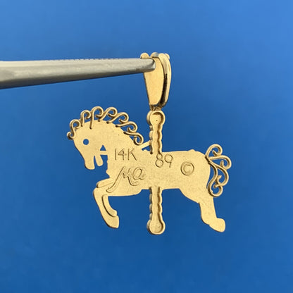 1989 Michael Anthony Ma 14K Yellow Gold Carousel Merry Go Round Horse Pendant
