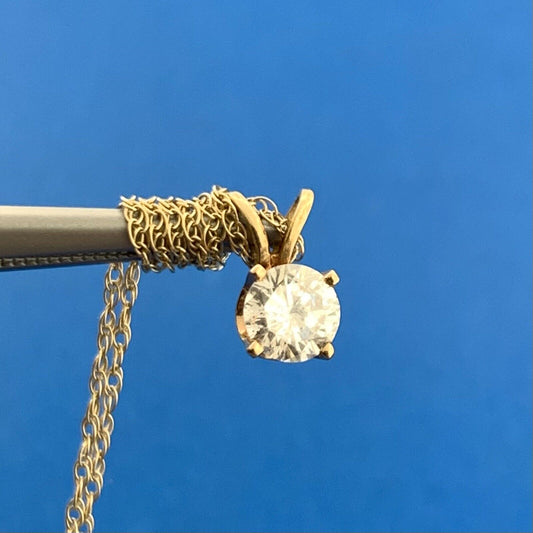 Designer 14K Yellow Gold Round Diamond Solitaire Anniversary Pendant Necklace