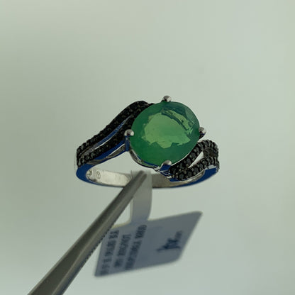 JTV.Com Designer 925 Sterling Silver Blue Opal Black Spinel Ring New With Tags