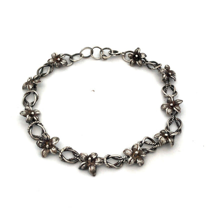 Vintage 925 Sterling Silver Plumeria Flower Floral Hawaiian Tropical Bracelet