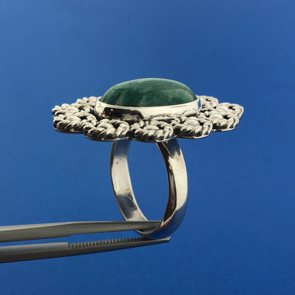 CII Mexican Sterling Silver 925 Cabochon Amazonite Oval Finger Ring Size 7.75