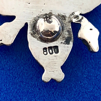 Antique 800 Fine Silver Detailed Artisan Fleur De Lis Clip On Stud Earrings