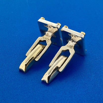 Stunning Mexican Sterling Silver 925 Rectangular 4 Screw Men's Cuff Links
