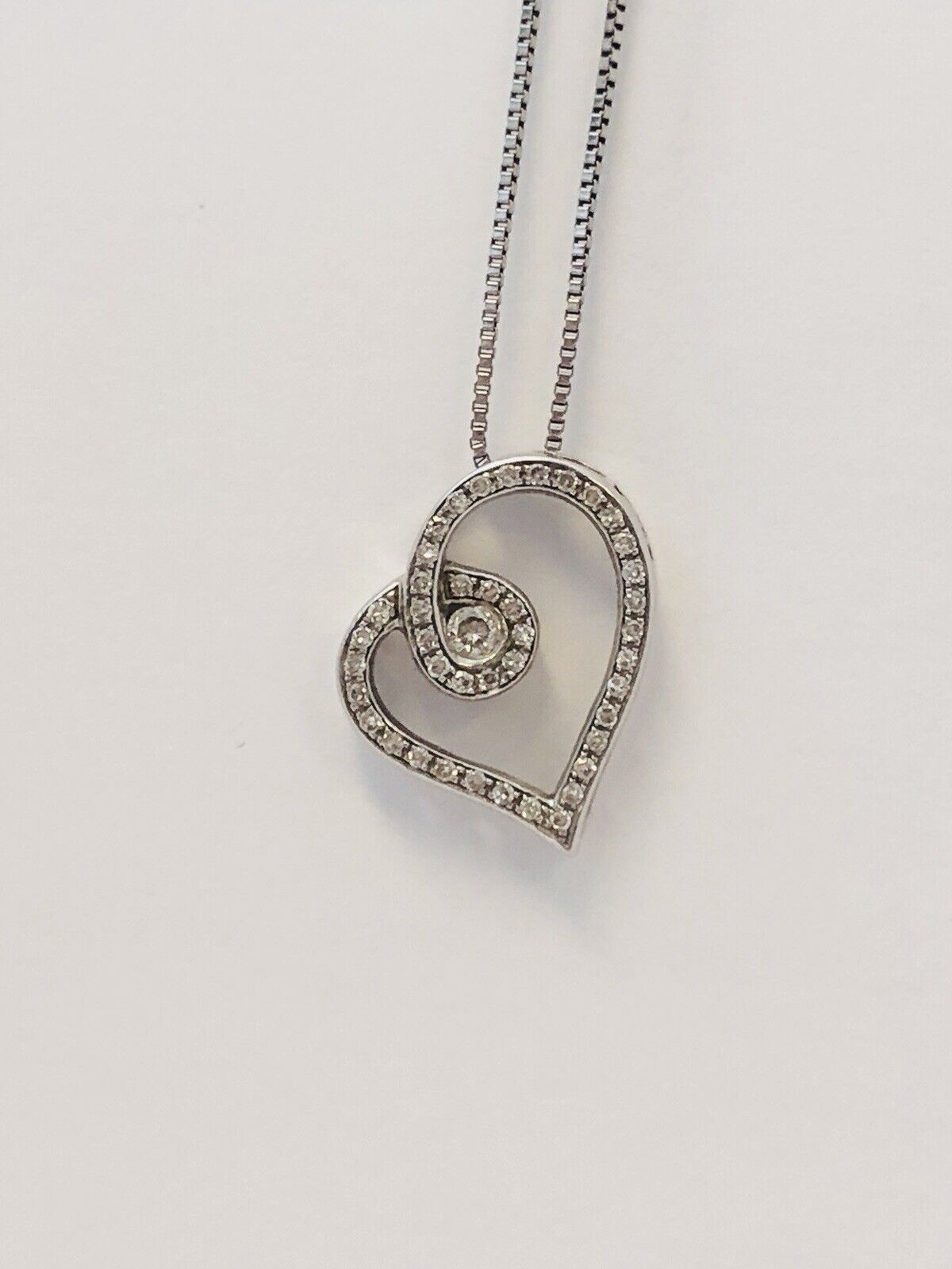 Designer 925 Sterling Silver Diamond Heart Pendant Eternal Love Bridal Necklace