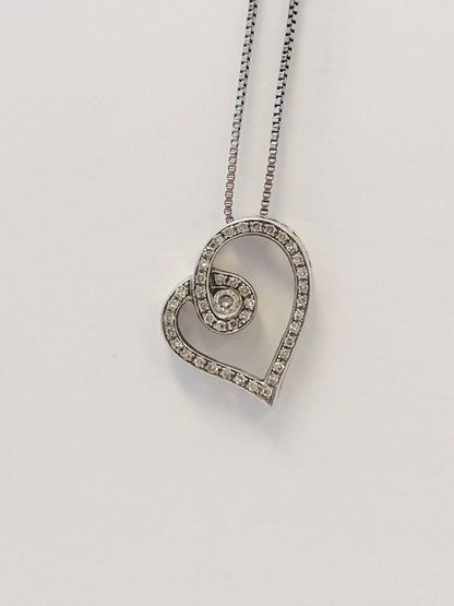Designer 925 Sterling Silver Diamond Heart Pendant Eternal Love Bridal Necklace