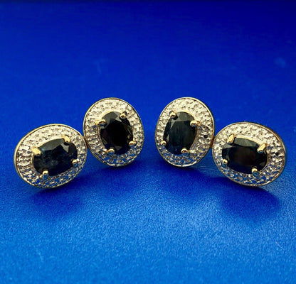 Designer 925 Sterling Silver Vermeil Sapphire Two Tone Double Drop Earrings