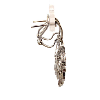 Designer ISP 14K White Gold Diamond Heart Dangle Chandelier Drop Stud Earrings