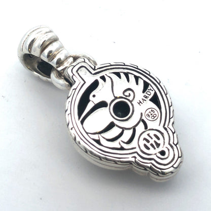 John Hardy JH 925 Sterling Silver Cushion Cut Hematite Enhancer Pendant