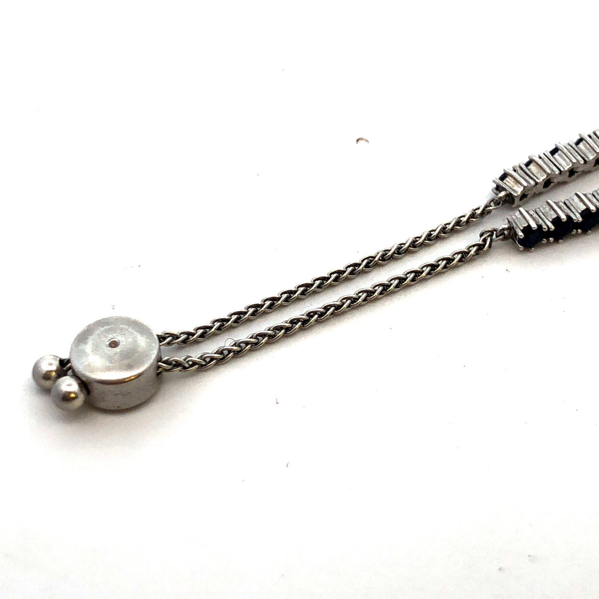 Designer DL 925 Sterling Silver Round Blue Sapphire Adjusable Tennis Bracelet