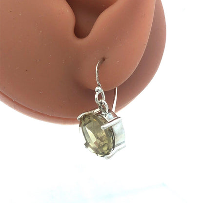 925 Sterling Silver Round Peridot Dangle Hook Earrings