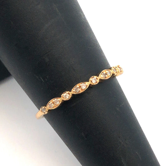 10K Yellow Gold Diamond Thin Stackable Wedding Anniversary Band Ring