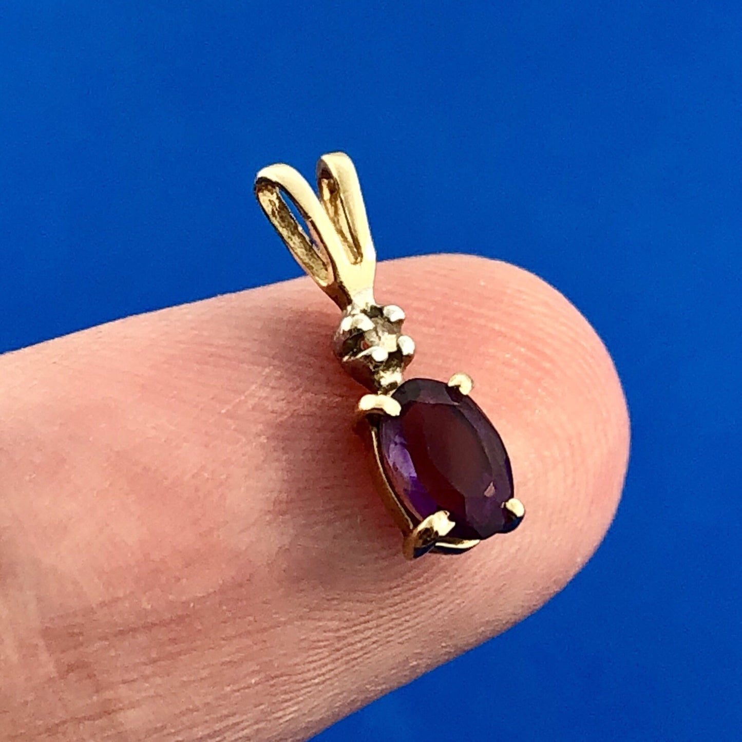14k Yellow Gold Amethyst Diamond February Anniversary Occasion Pendant