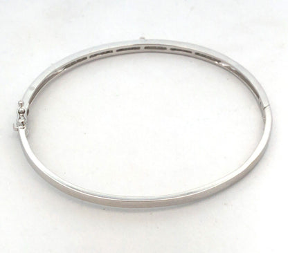 Stunning 14k White Gold Round Cut Channel Diamond Bangle Bracelet