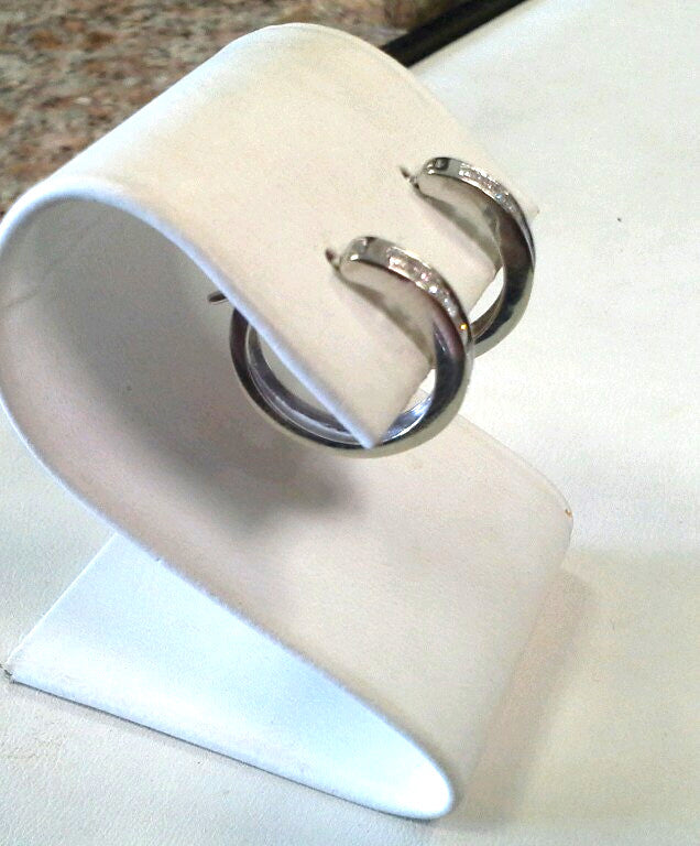 14k White Gold ZEI Diamond Hoop Earrings